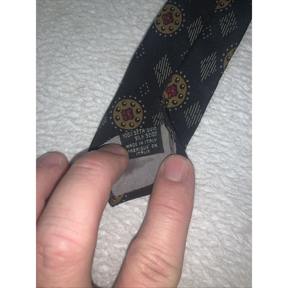Emporio Armani‎ All Silk Tie Made In Italy Black Graphic - Picture 3 of 5